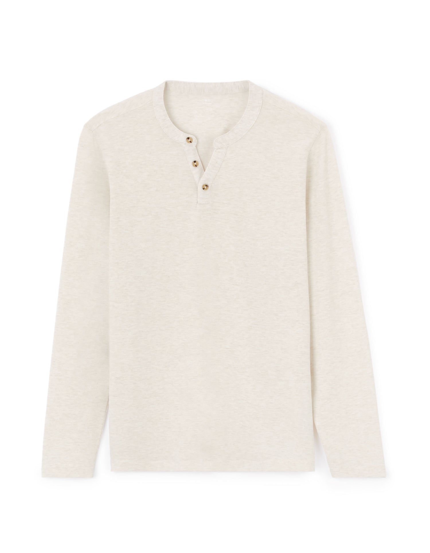 Celio_Ecru T-Shirt Straight Cotton Blend Long Sleeves_FEGETIML_ECRU CASH_04