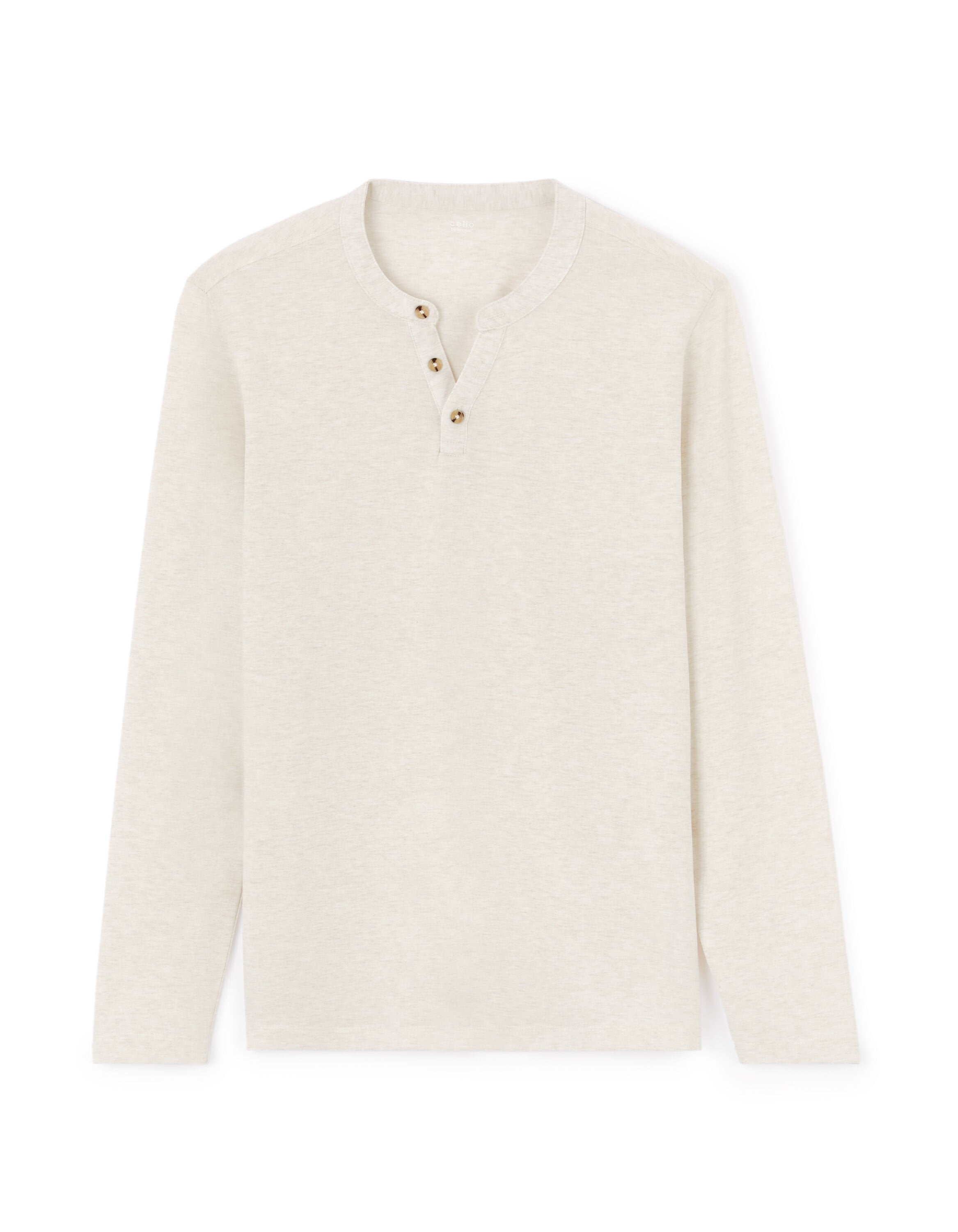 Celio_Ecru T-Shirt Straight Cotton Blend Long Sleeves_FEGETIML_ECRU CASH_04