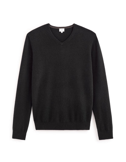 100% Cashmere V-Neck Sweater - Black_01