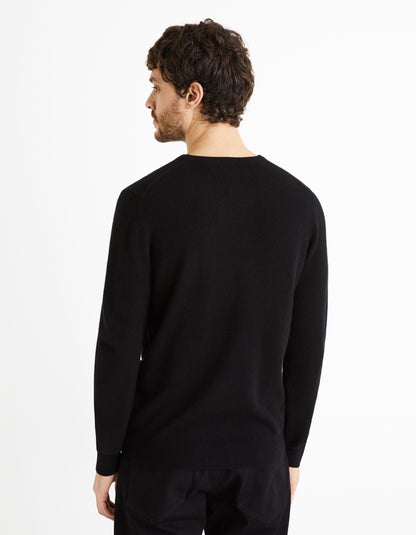 100% Cashmere V-Neck Sweater - Black_04