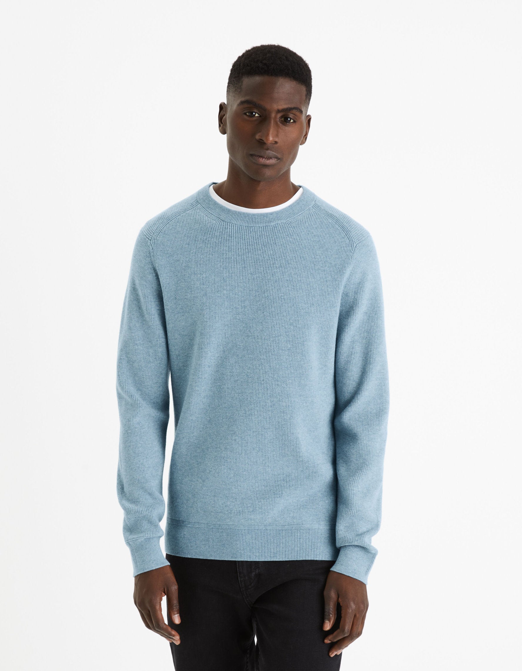 Round Neck Sweater - Light Blue_02