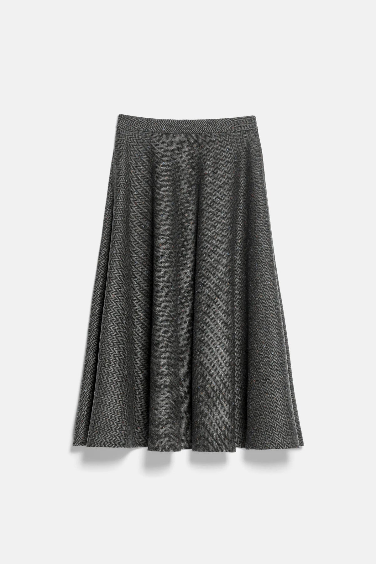 Luisa Spagnoli Var Spin Verde Bosco Women Fenditura Midi Skirt with Contrast Details - Fashion Show SKU: FENDITURA_3370 Image 04