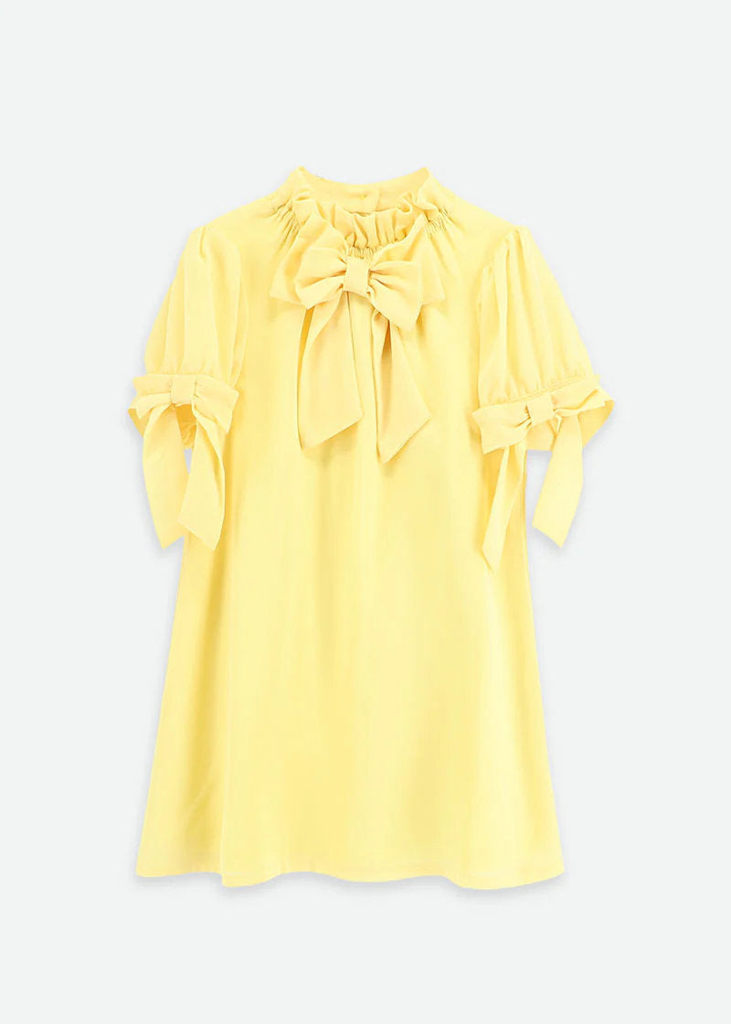 Fernie Bow Trim Dress Sherbert Yellow_FERNIE_Sherbert_01