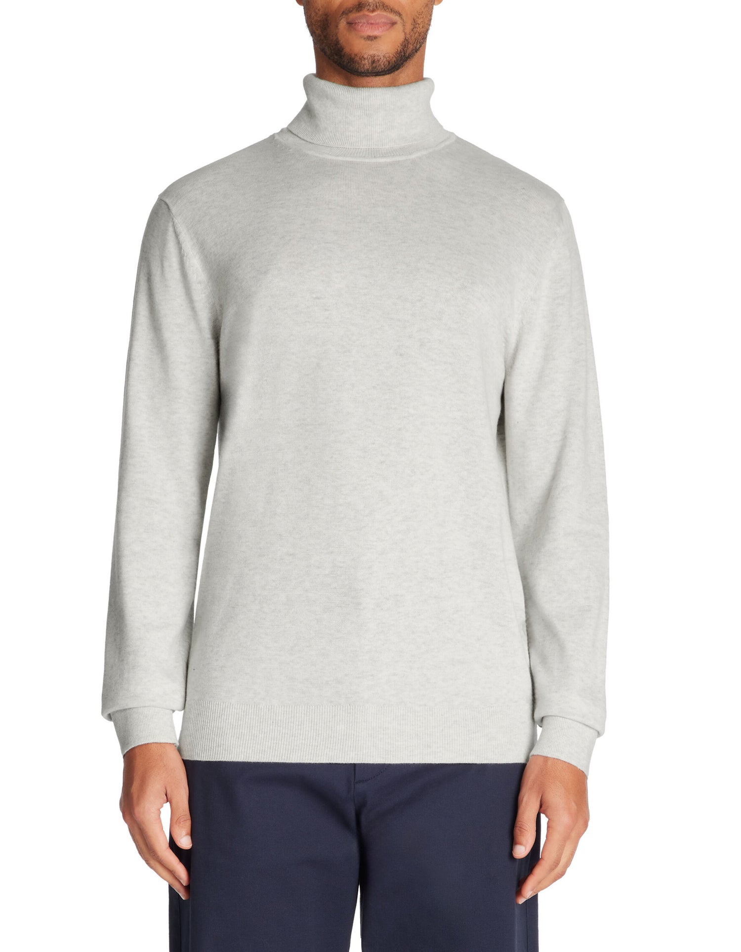 Celio_Grey Mottled 100% Cotton Turtleneck Sweater_FEROLL_GREY MID MEL_01
