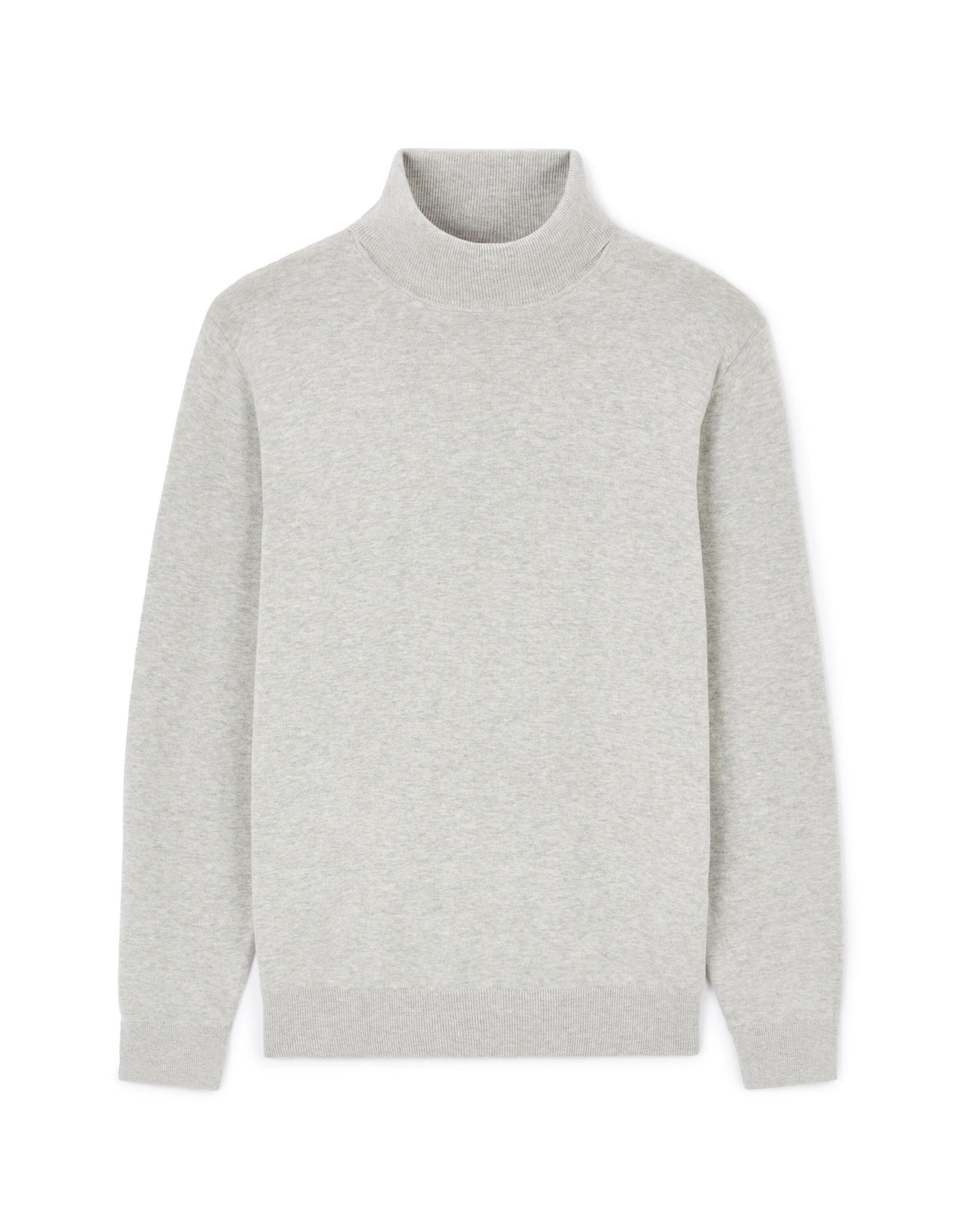 Celio_Grey Mottled 100% Cotton Turtleneck Sweater_FEROLL_GREY MID MEL_04