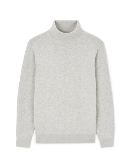 Celio_Grey Mottled 100% Cotton Turtleneck Sweater_FEROLL_GREY MID MEL_04