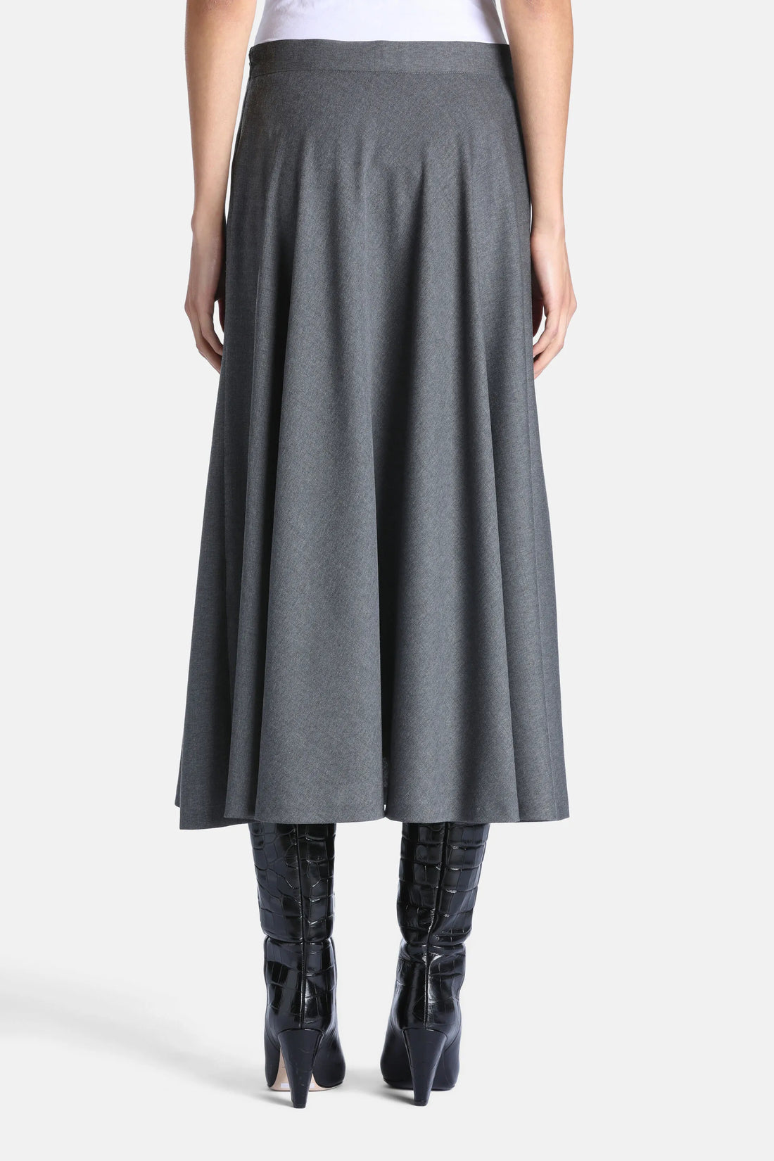 Luisa Spagnoli Grigio Melange Women Ferriera - Flared Midi Skirt SKU: FERRIERA_0813 Image 02