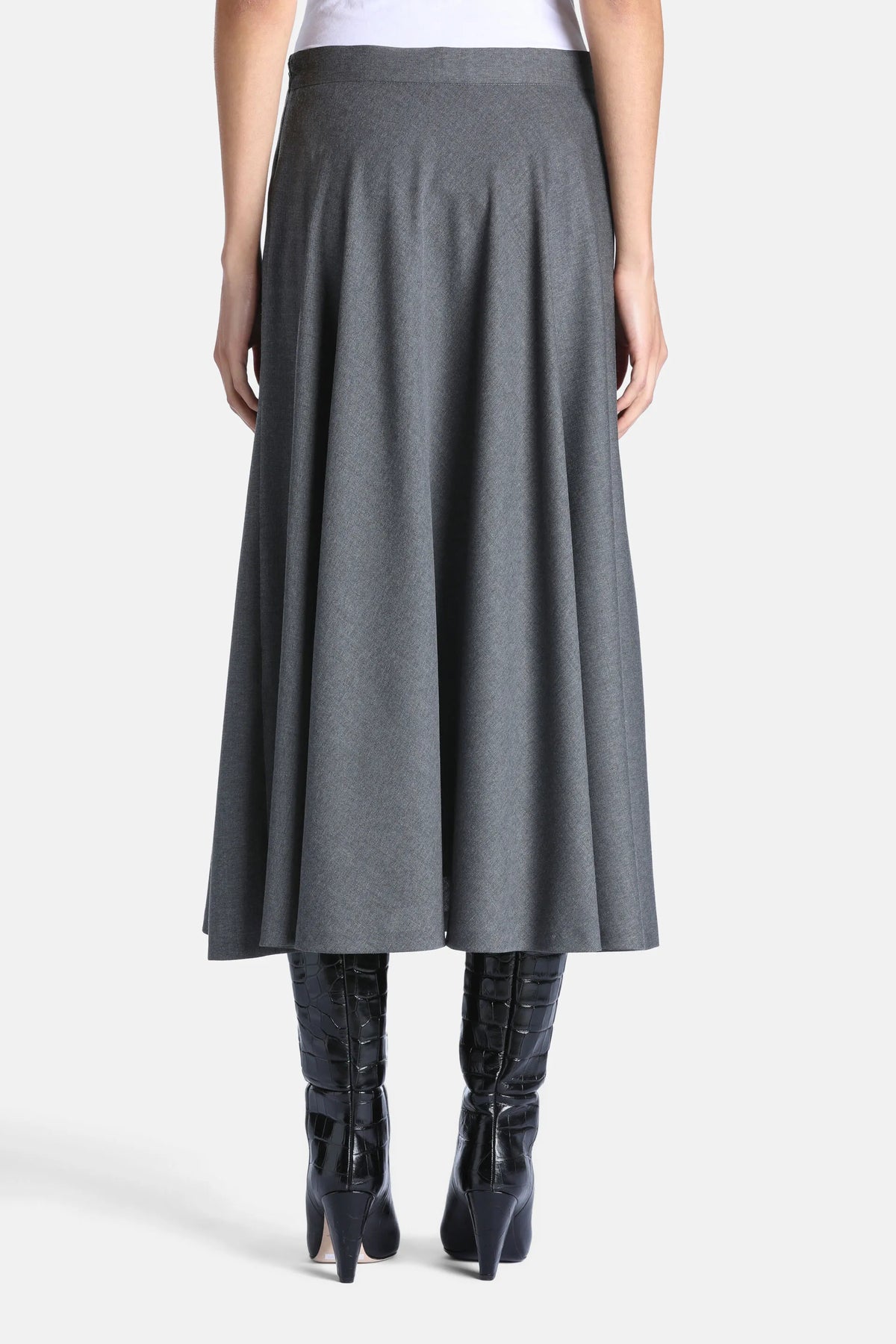 Luisa Spagnoli Grigio Melange Women Ferriera - Flared Midi Skirt SKU: FERRIERA_0813 Image 02