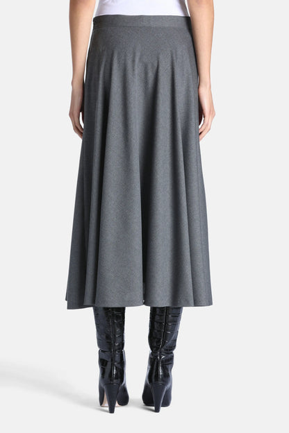 Luisa Spagnoli Grigio Melange Women Ferriera - Flared Midi Skirt SKU: FERRIERA_0813 Image 02