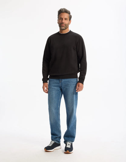 Celio_Black_Regular Round Neck Sweatshirt 100% Cotton_FESEVEN_BLACK_02