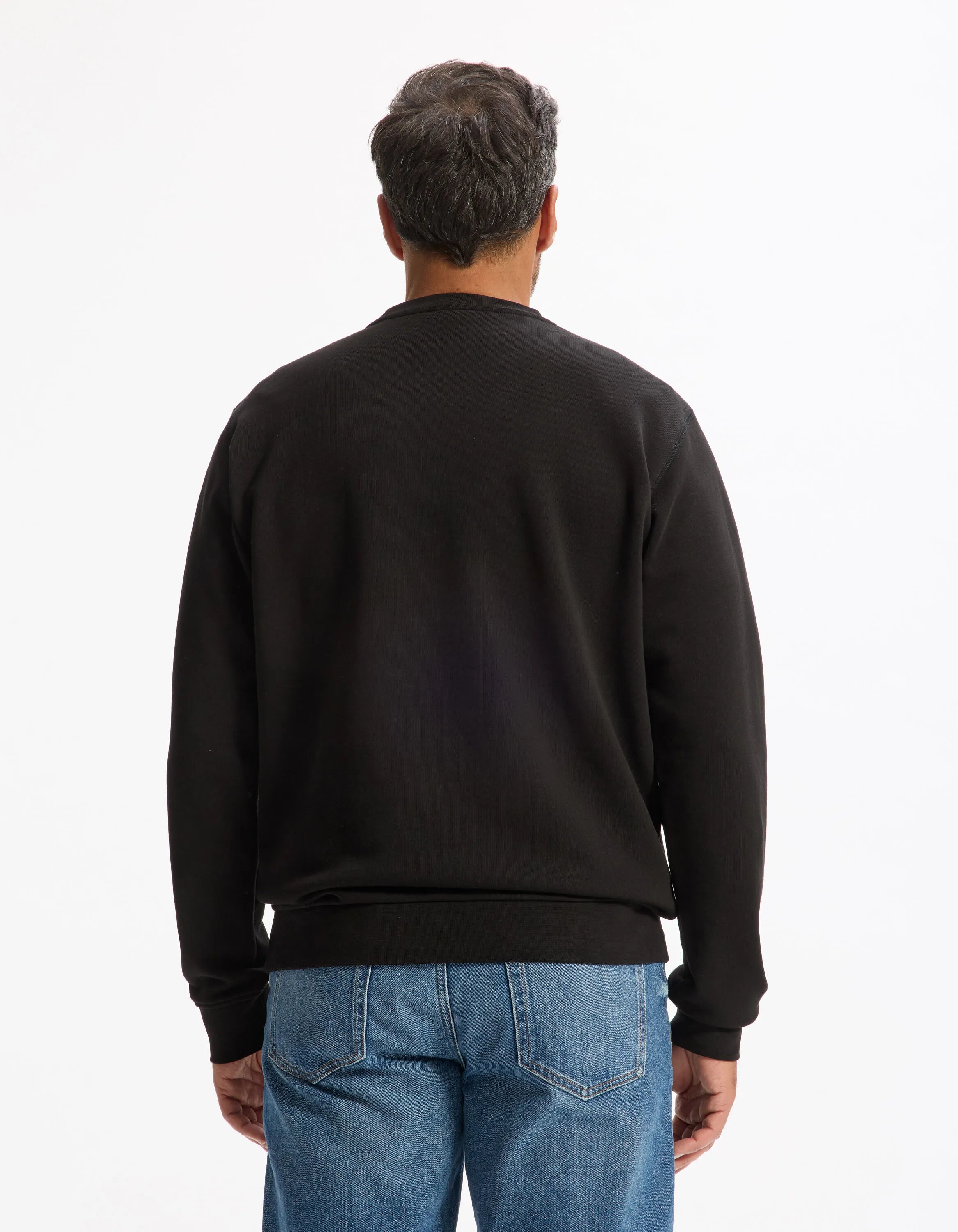 Celio_Black_Regular Round Neck Sweatshirt 100% Cotton_FESEVEN_BLACK_03