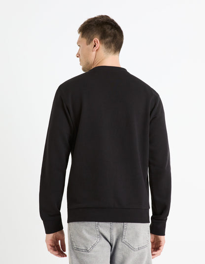 Cotton Round Neck Sweatshirt - Black_04