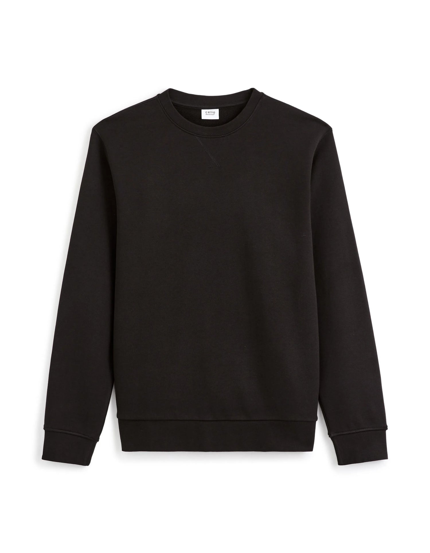 Celio_Black_Regular Round Neck Sweatshirt 100% Cotton_FESEVEN_BLACK_05