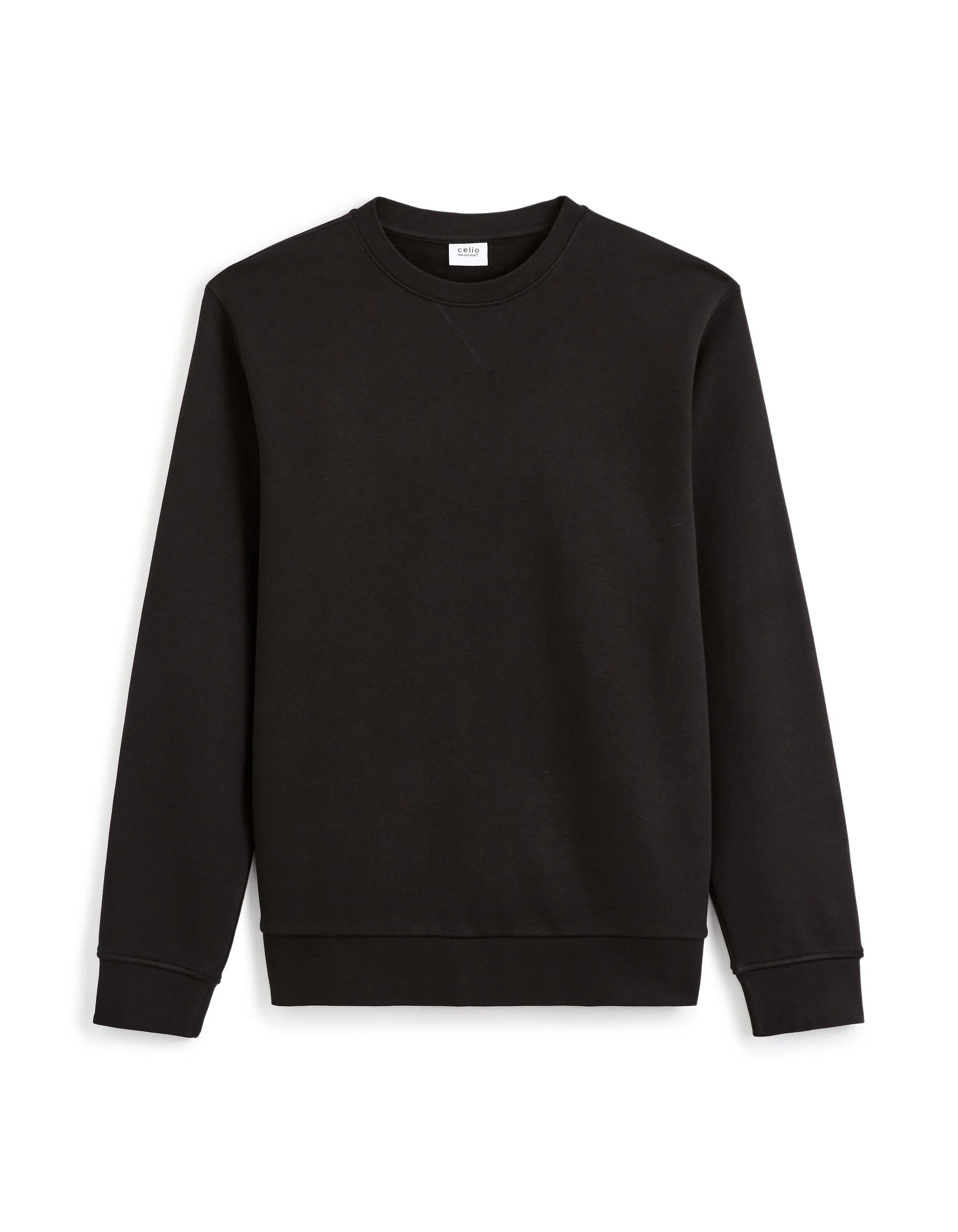 Celio_Black_Regular Round Neck Sweatshirt 100% Cotton_FESEVEN_BLACK_05