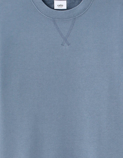 Celio_Denim Blue_Regular Round Neck Sweatshirt 100% Cotton_FESEVEN_DENIM BLUE_05