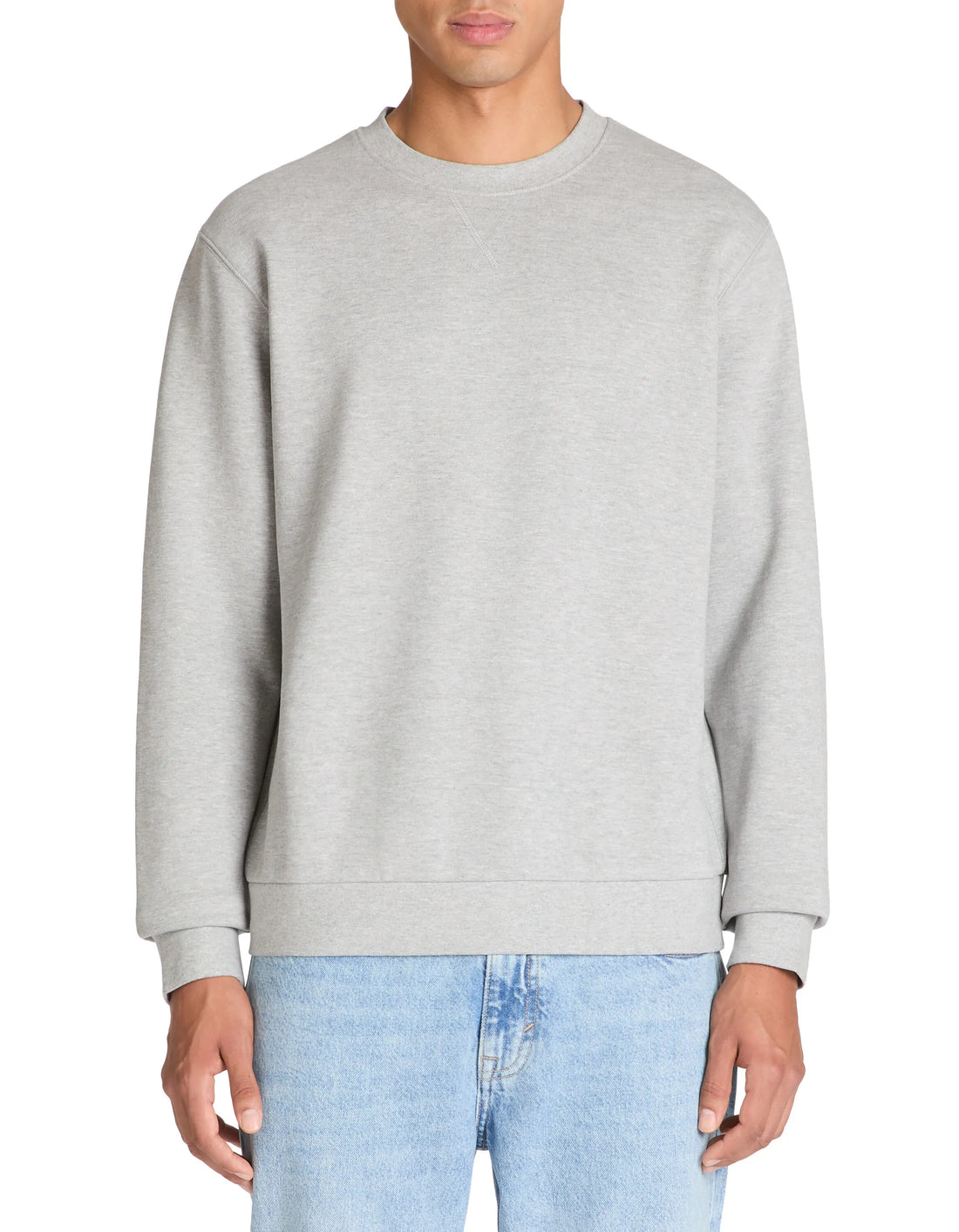 Celio_Heather Grey_Regular Round Neck Sweatshirt in Cotton Blend_FESEVEN_HEATHER GREY_01