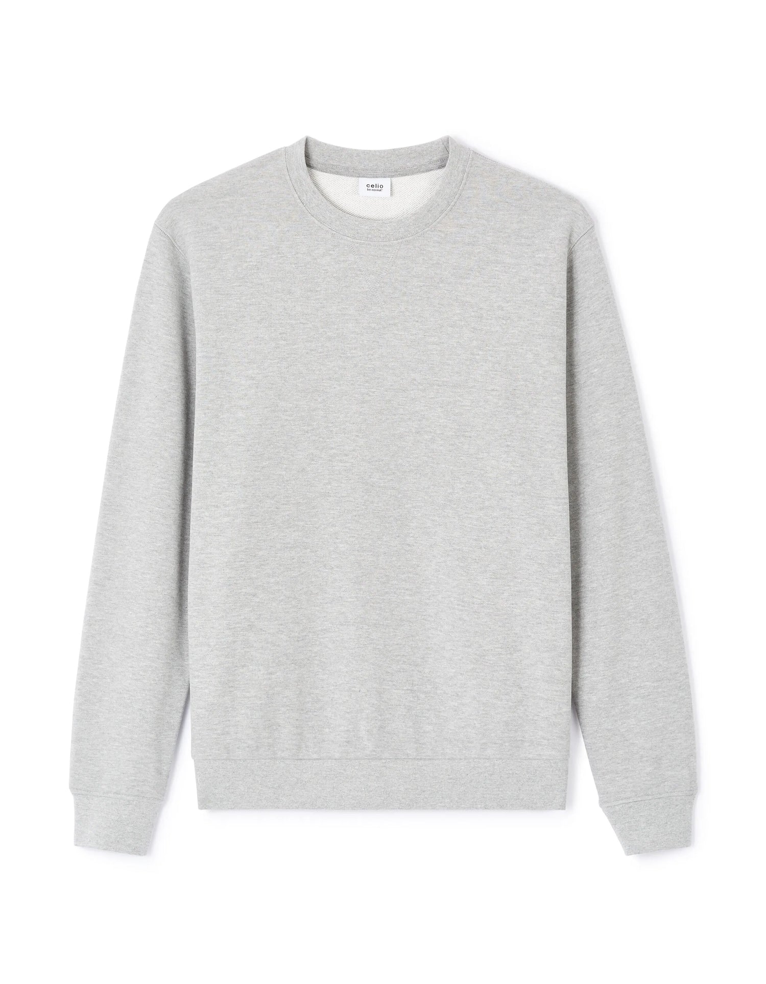 Celio_Heather Grey_Regular Round Neck Sweatshirt in Cotton Blend_FESEVEN_HEATHER GREY_04