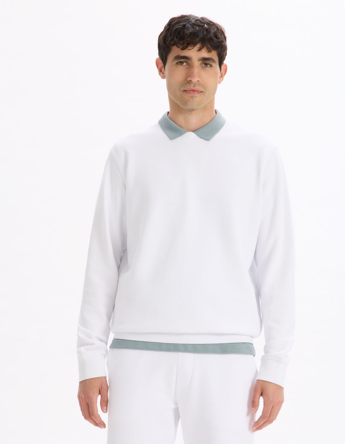 Celio_White Regular Round Neck Sweatshirt 100% Cotton_FESEVEN_OPTICAL WHITE_01