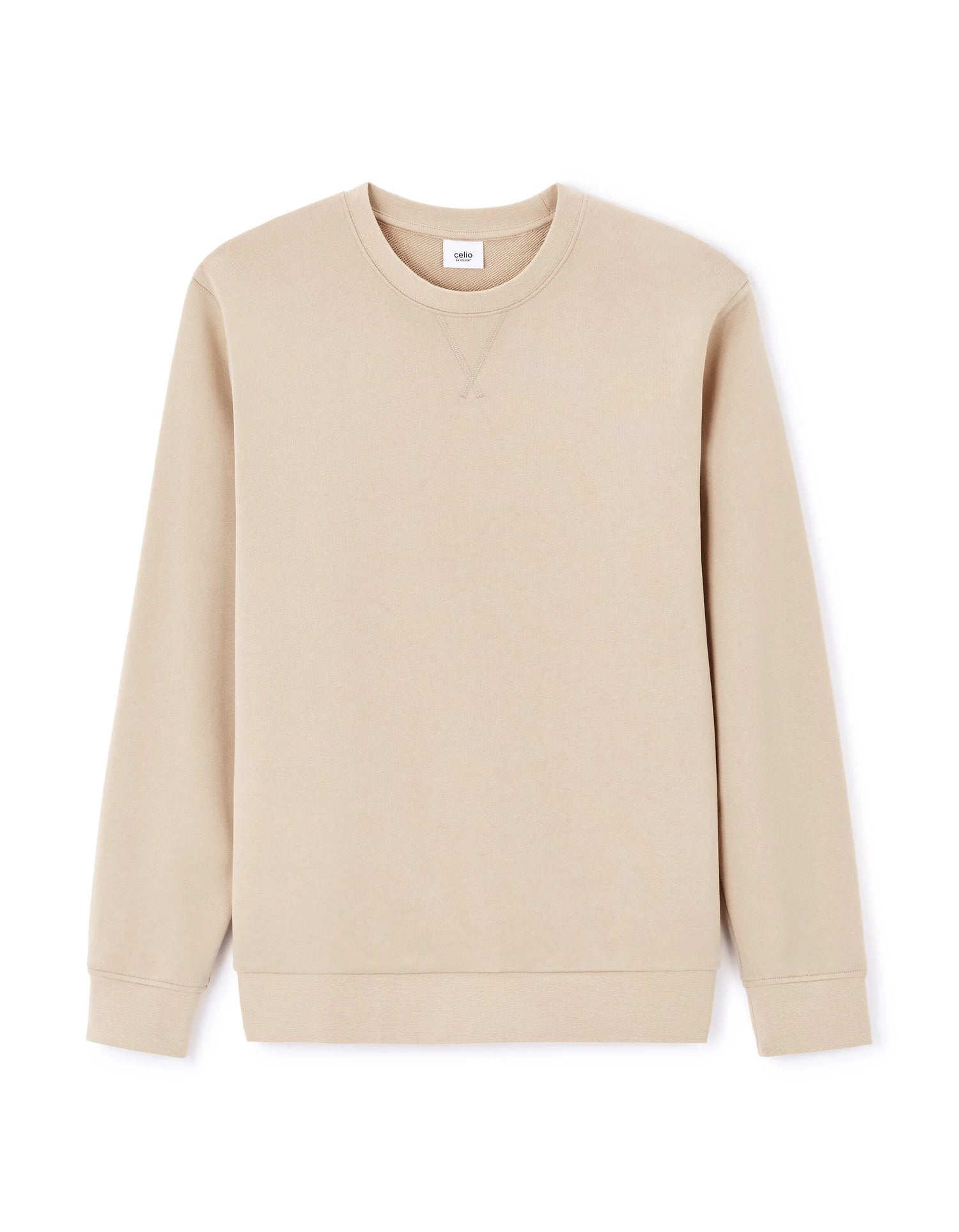 Celio_Sand_Regular Round Neck Sweatshirt 100% Cotton_FESEVEN_SAND_04