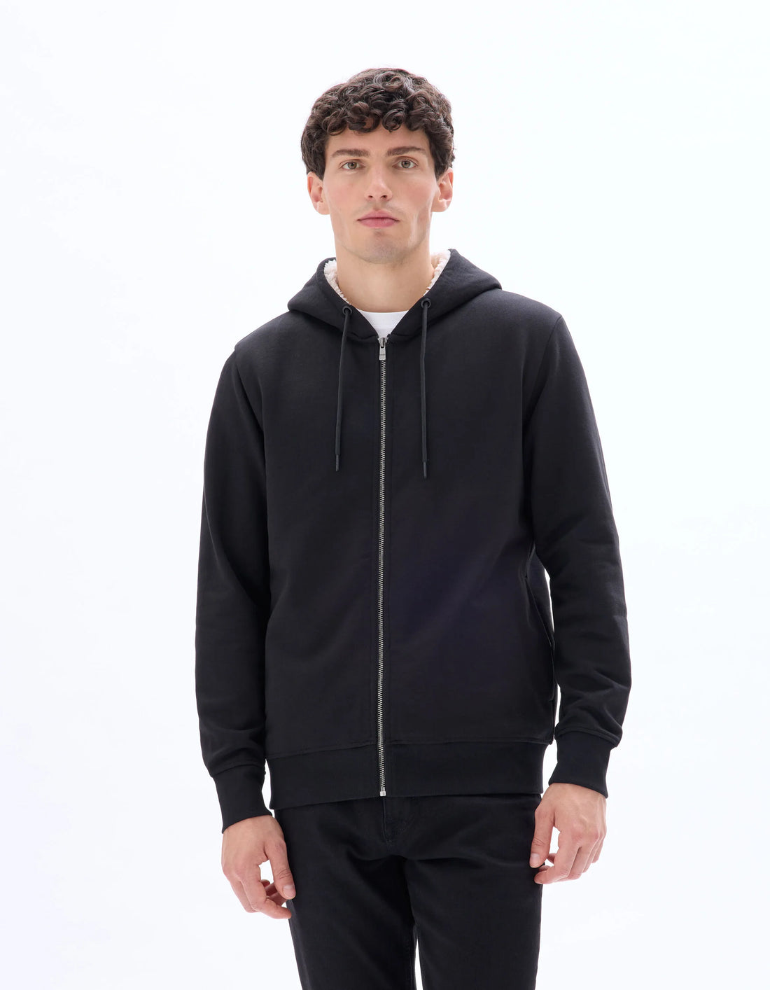 Celio_Black_Cotton Blend Zip-Up Hoodie_FESHERPAX_BLACK_01
