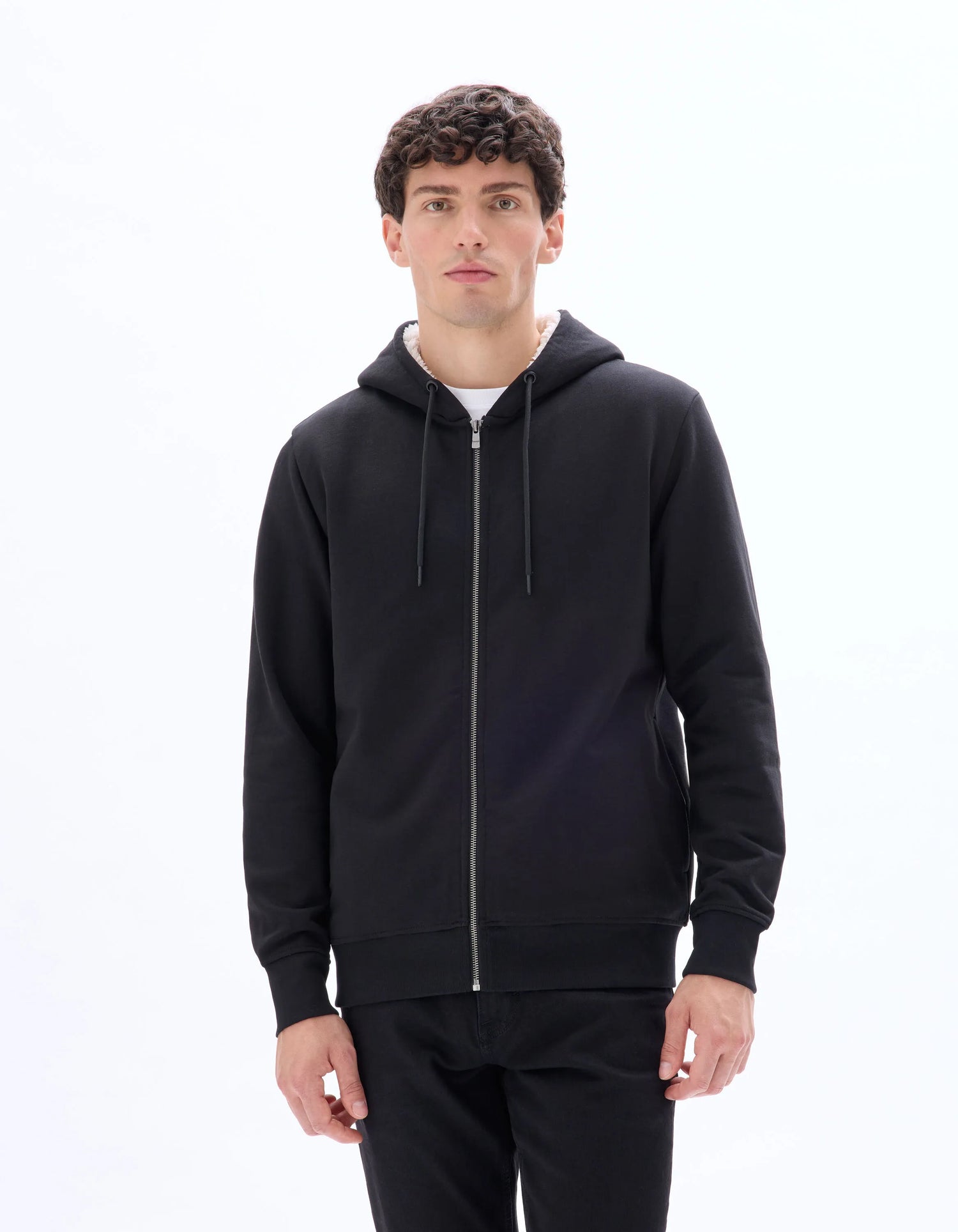Celio_Black_Cotton Blend Zip-Up Hoodie_FESHERPAX_BLACK_01