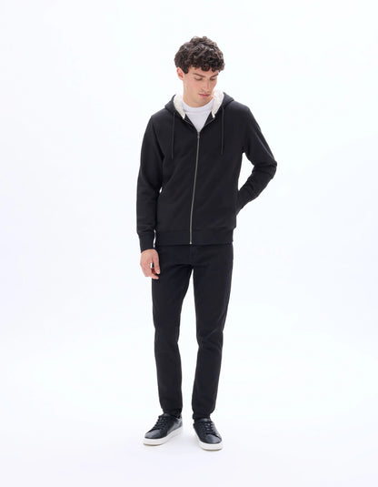 Celio_Black_Cotton Blend Zip-Up Hoodie_FESHERPAX_BLACK_02
