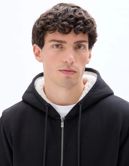 Celio_Black_Cotton Blend Zip-Up Hoodie_FESHERPAX_BLACK_04