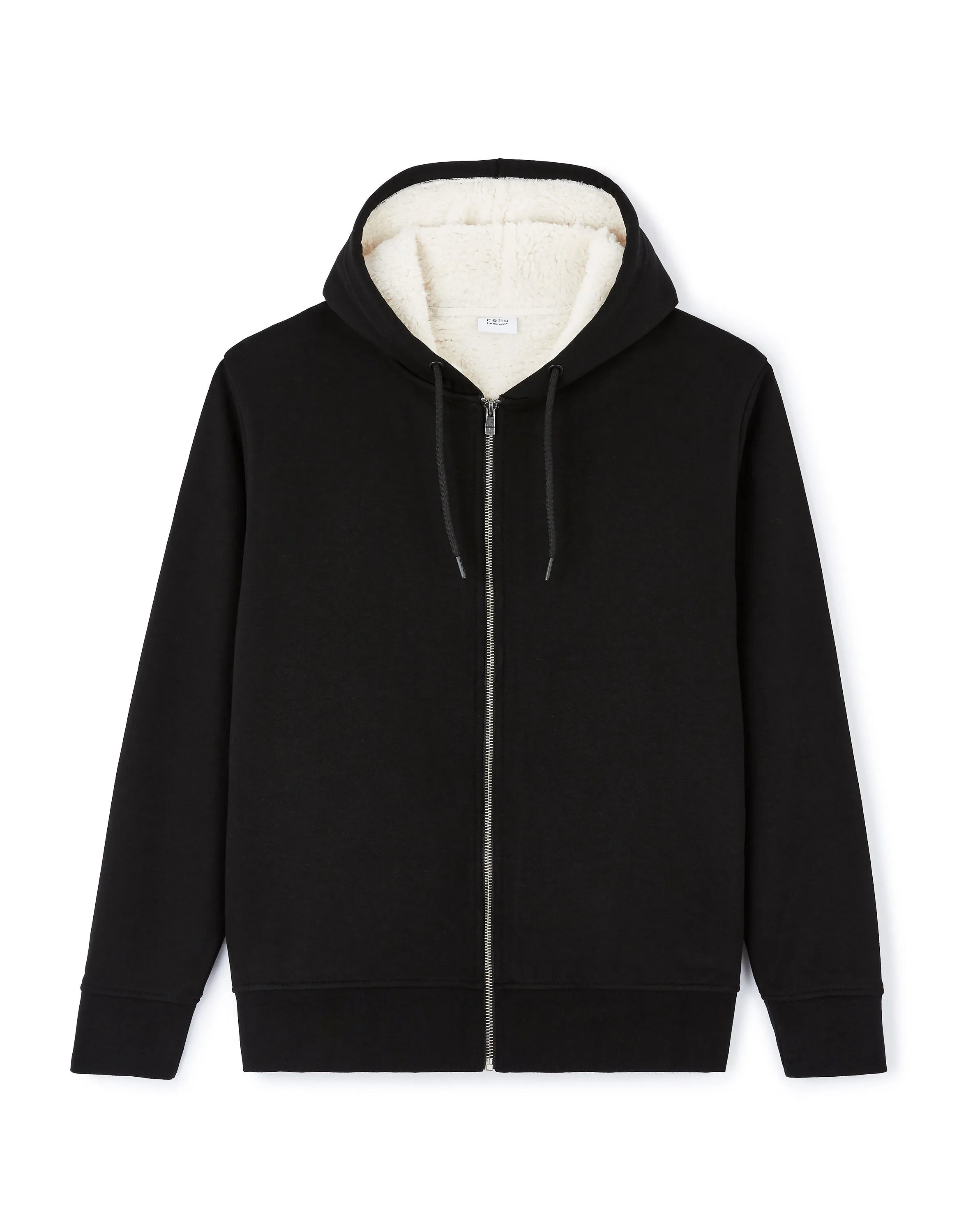 Celio_Black_Cotton Blend Zip-Up Hoodie_FESHERPAX_BLACK_05