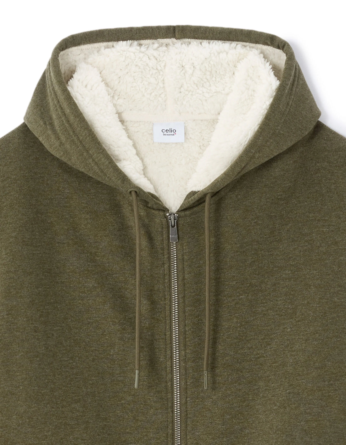 Celio_Green_Sherpa-Lined Zip-Up Hoodie - Khaki_FESHERPAX_HEATHER KHAKI_02