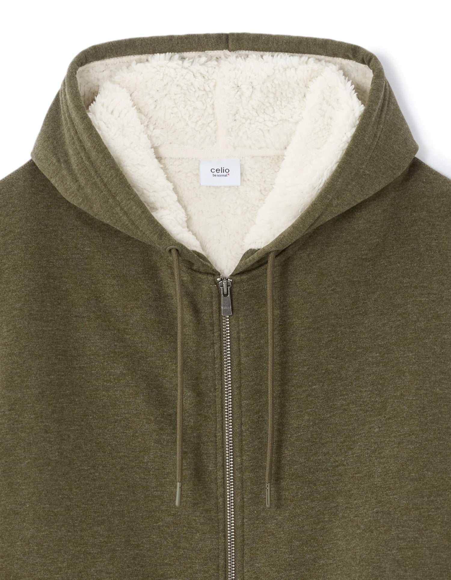 Celio_Green_Sherpa-Lined Zip-Up Hoodie - Khaki_FESHERPAX_HEATHER KHAKI_02
