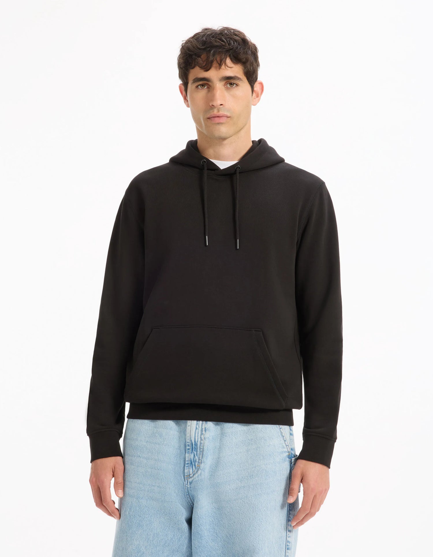 Celio_Black_Regular 100% Cotton Hooded Sweatshirt_FESIX_BLACK_01