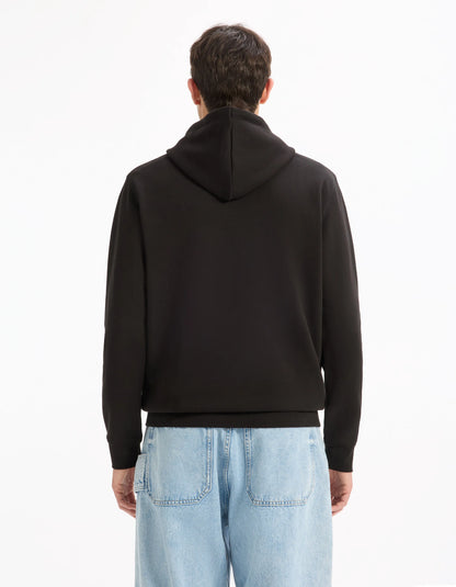 Celio_Black_Regular 100% Cotton Hooded Sweatshirt_FESIX_BLACK_03