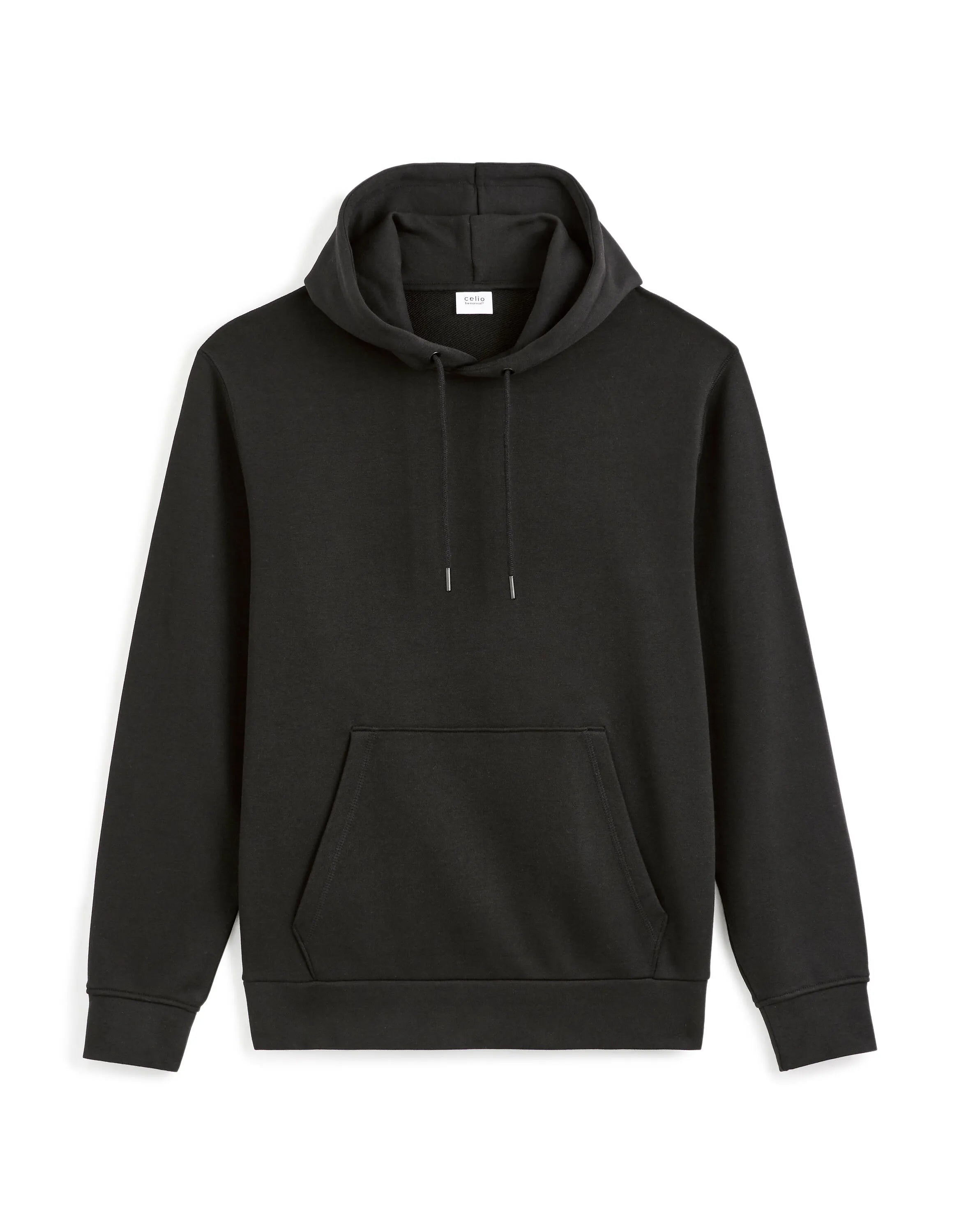 Celio_Black_Regular 100% Cotton Hooded Sweatshirt_FESIX_BLACK_05