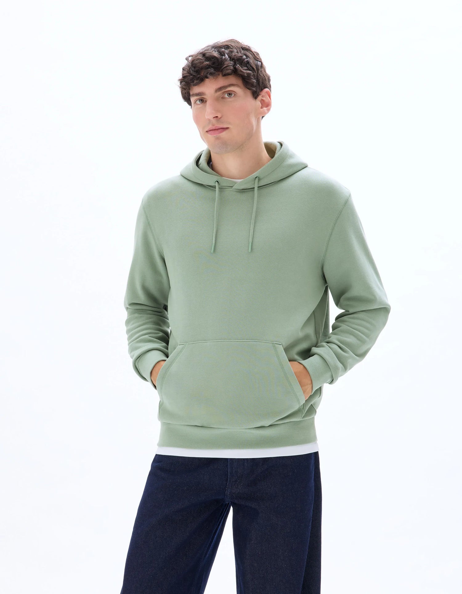Celio_Celadon_Regular Hooded Sweatshirt 100% Cotton_FESIX_CELADON_01