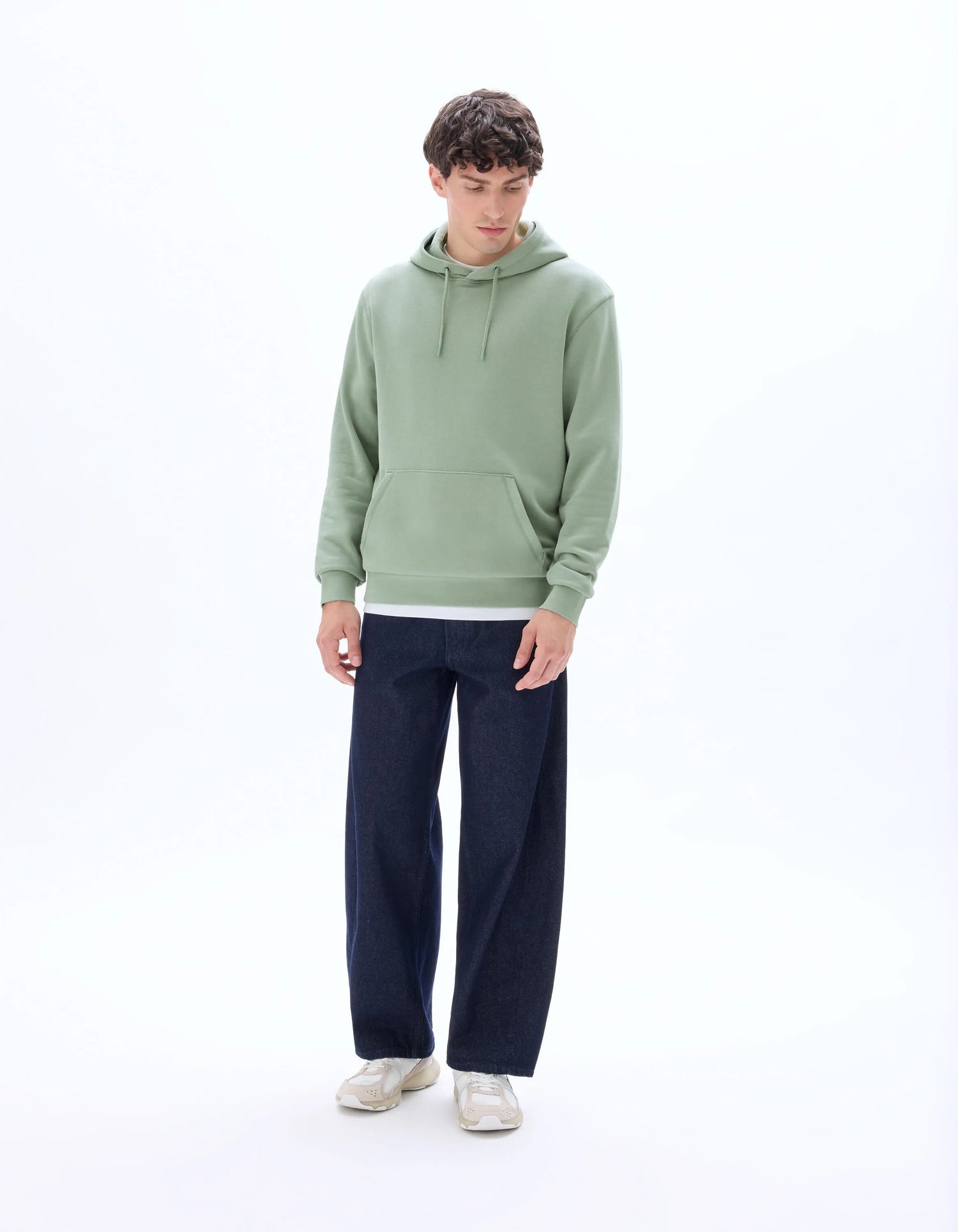 Celio_Celadon_Regular Hooded Sweatshirt 100% Cotton_FESIX_CELADON_02