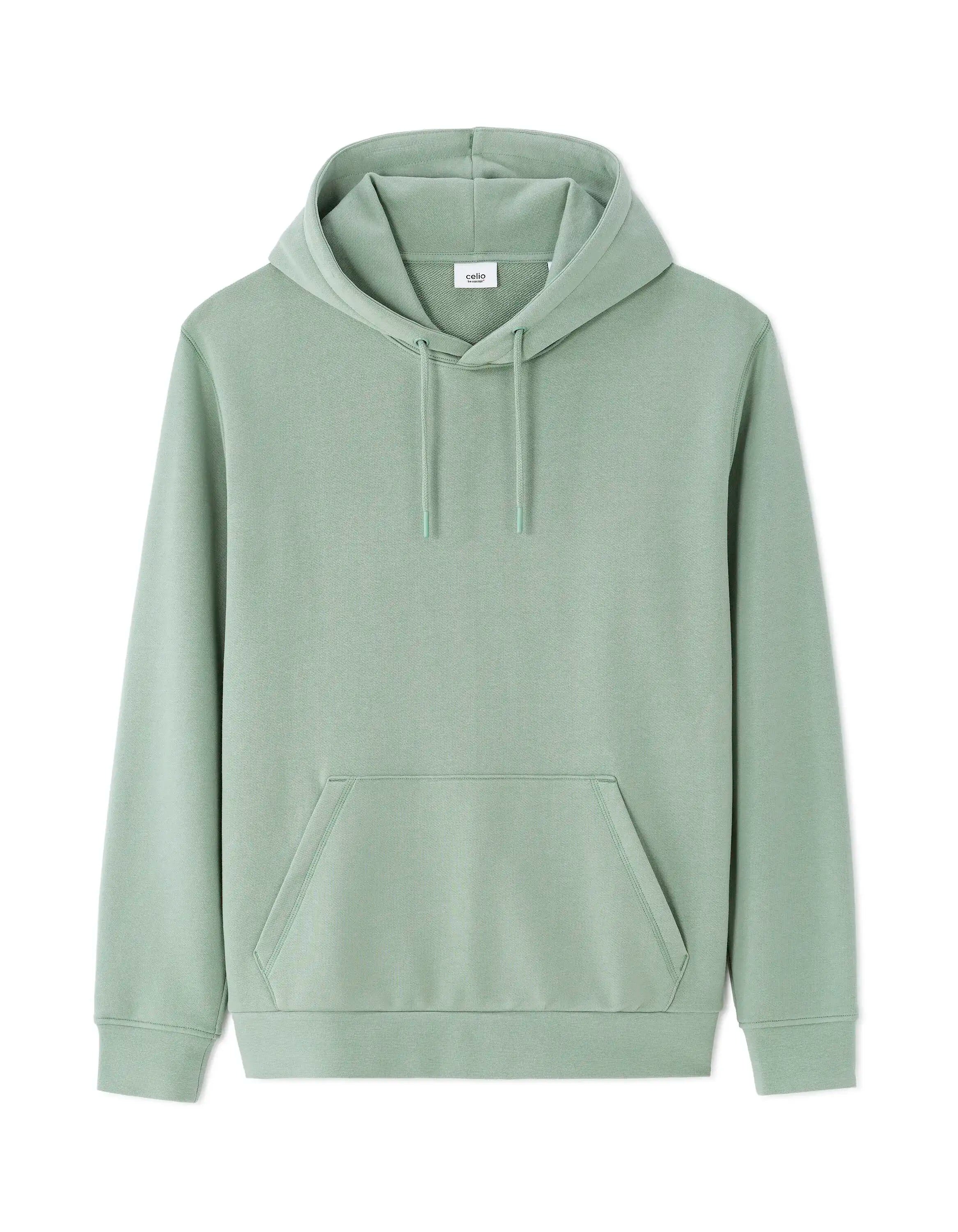 Celio_Celadon_Regular Hooded Sweatshirt 100% Cotton_FESIX_CELADON_05
