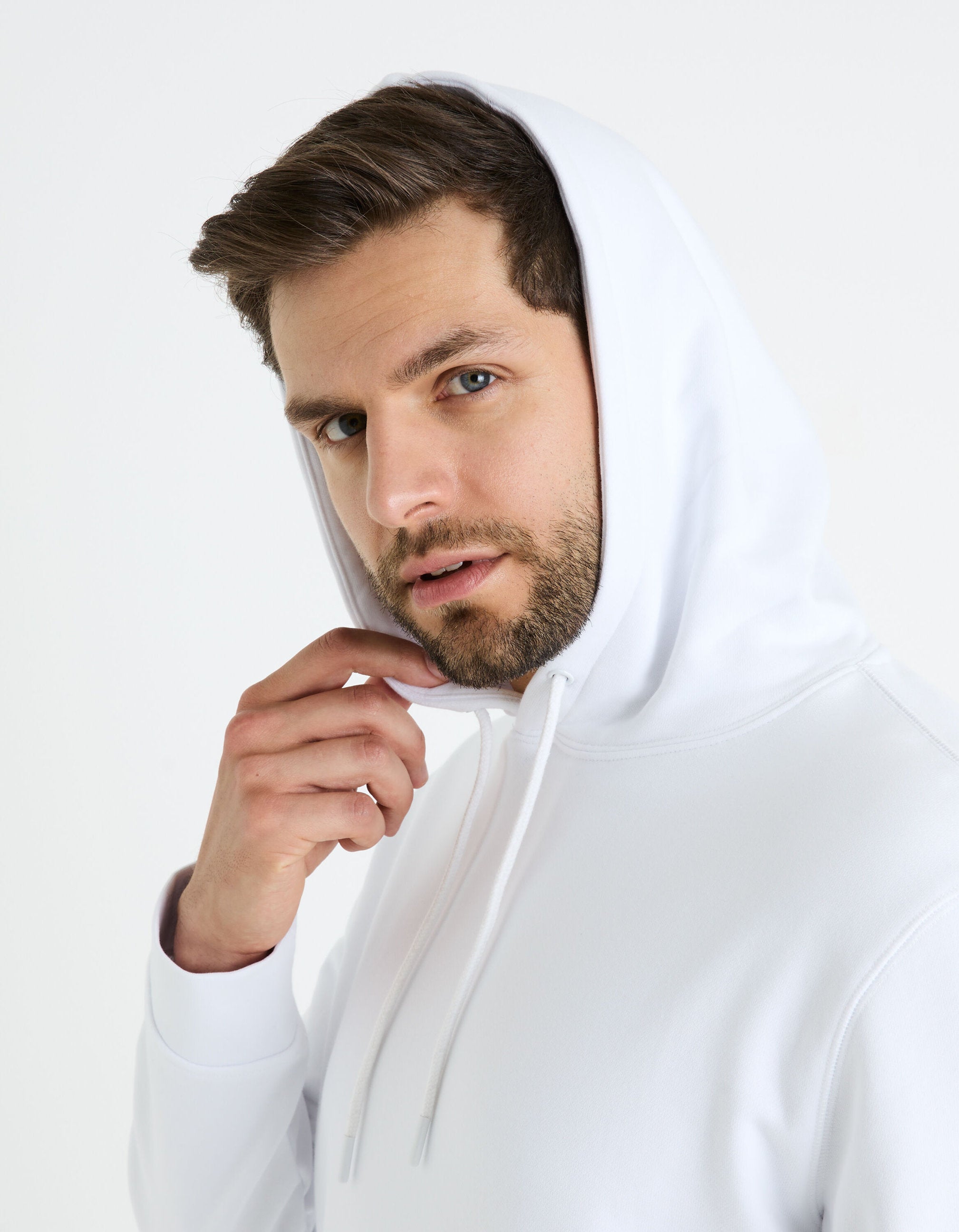 Hooded Cotton Sweatshirt - White_05