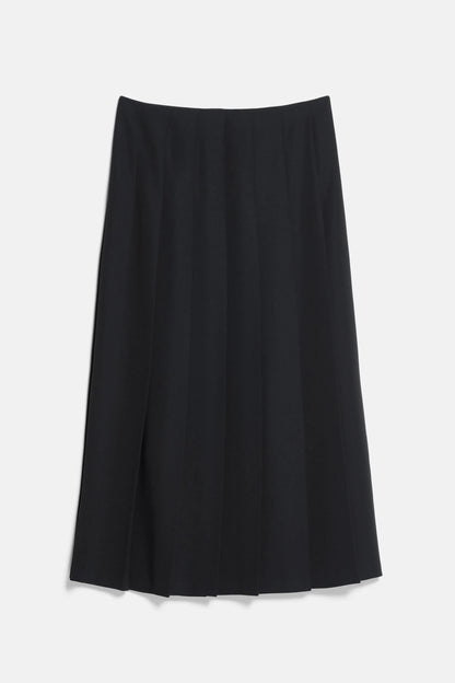 Luisa Spagnoli Nero Women Festone - Pleated Maxi Skirt with Slit SKU: FESTONE_0101 Image 04