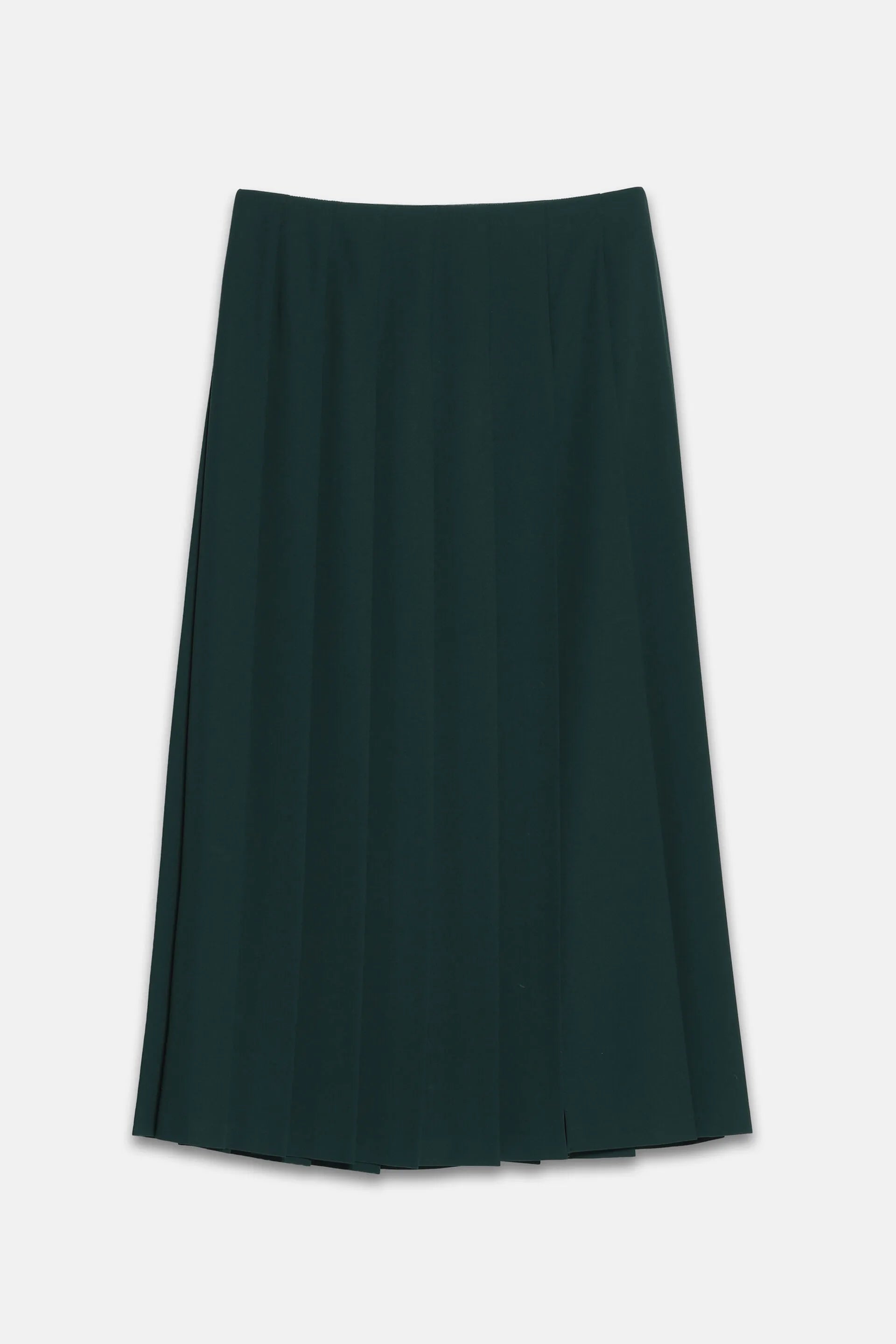 Luisa Spagnoli Verde Bottiglia Women Festone - Pleated Maxi Skirt with Slit SKU: FESTONE_2046 Image 04