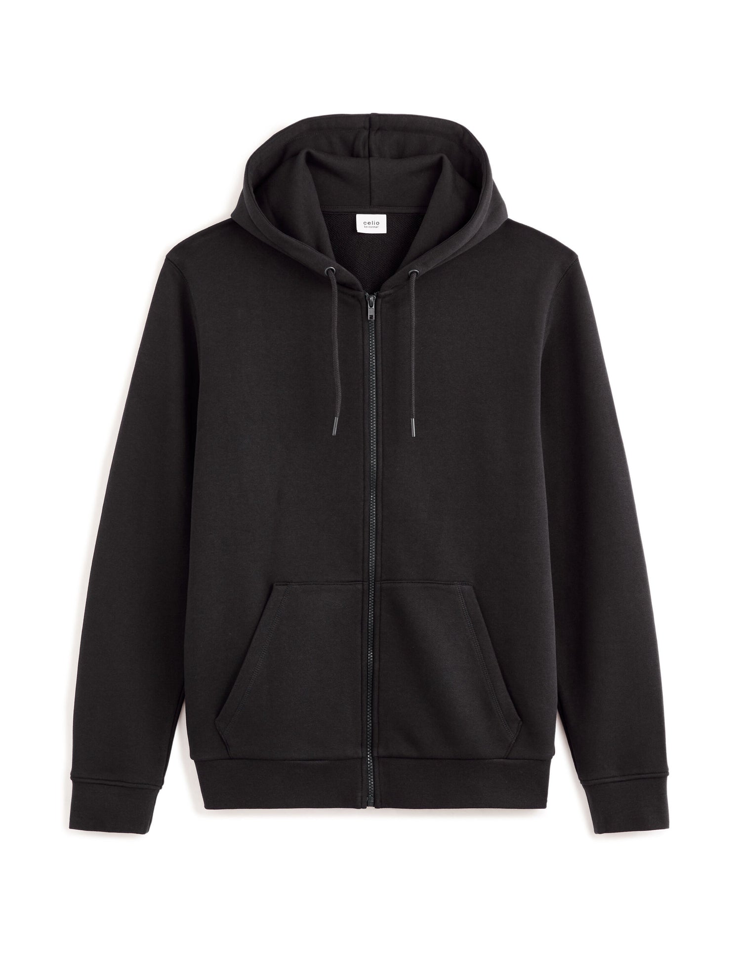 Zipped Hooded Cotton Sweatshirt - Black_01