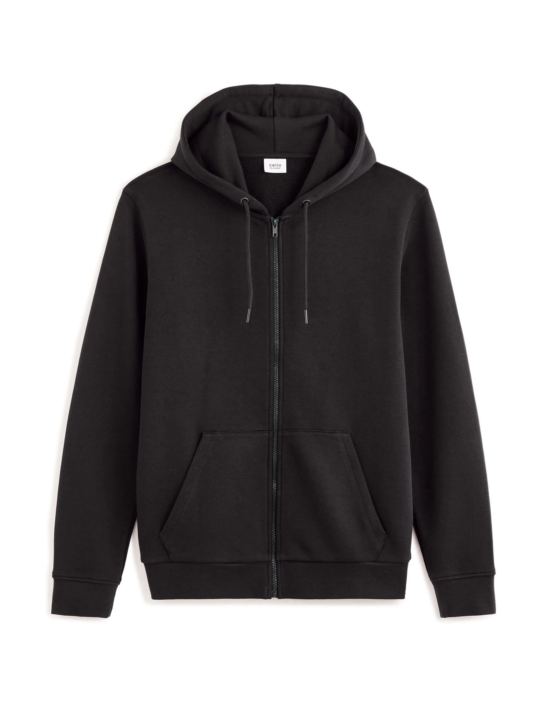Celio_Black_100% Cotton Zip-Up Hoodie_FETHREE_BLACK_05