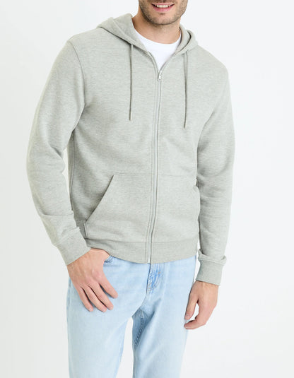 Celio_Heather Grey_Cotton Blend Zip-Up Hoodie_FETHREE_HEATHER GREY_01