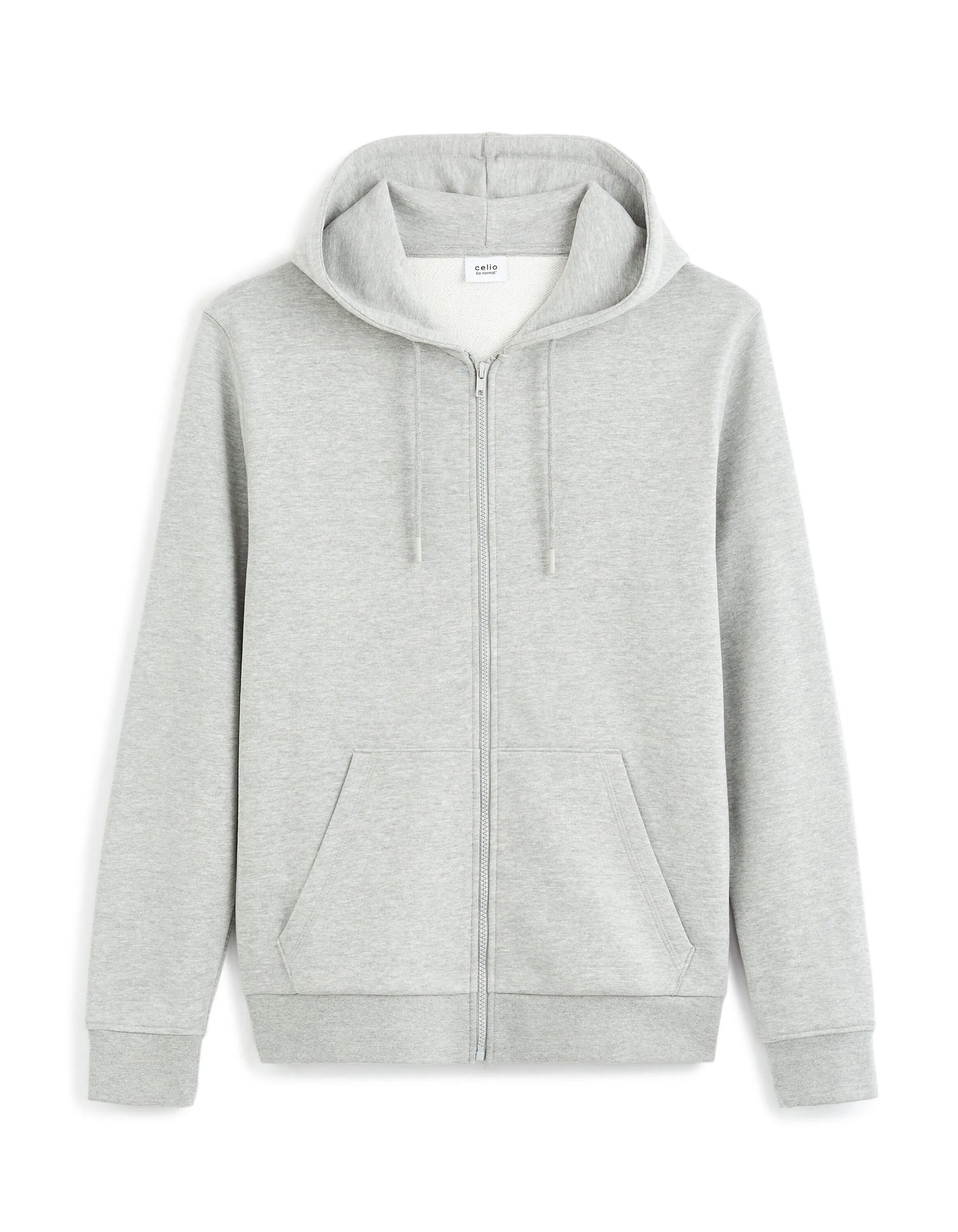 Celio_Heather Grey_Cotton Blend Zip-Up Hoodie_FETHREE_HEATHER GREY_05