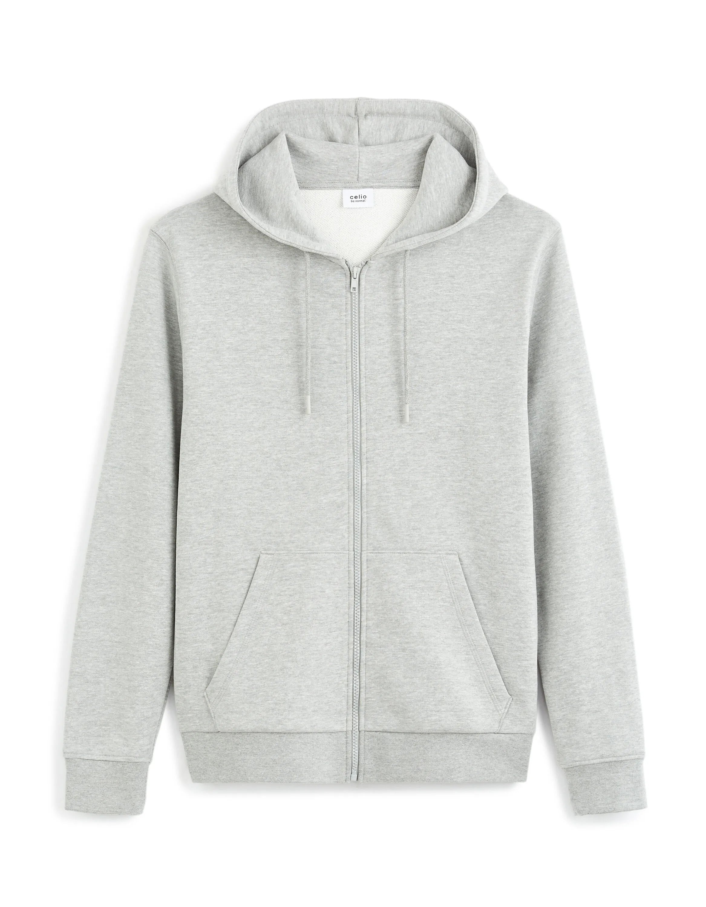 Celio_Heather Grey_Cotton Blend Zip-Up Hoodie_FETHREE_HEATHER GREY_05
