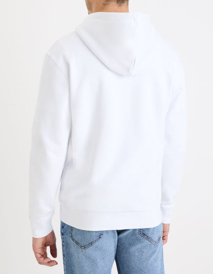 Zipped Hooded Cotton Sweatshirt - White_04