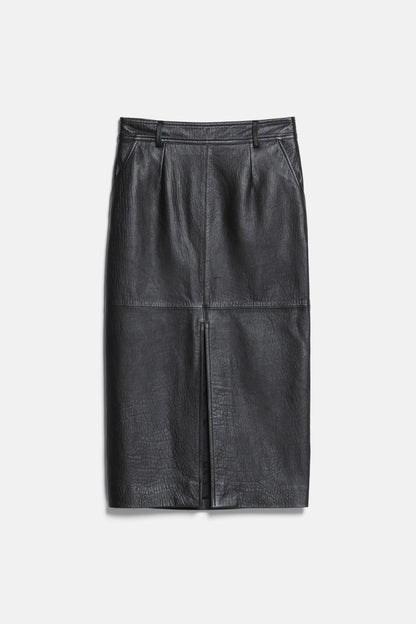Luisa Spagnoli Marrone Women Fidente Leather Midi Pencil Skirt - Fashion Show SKU: FIDENTE_0996 Image 05