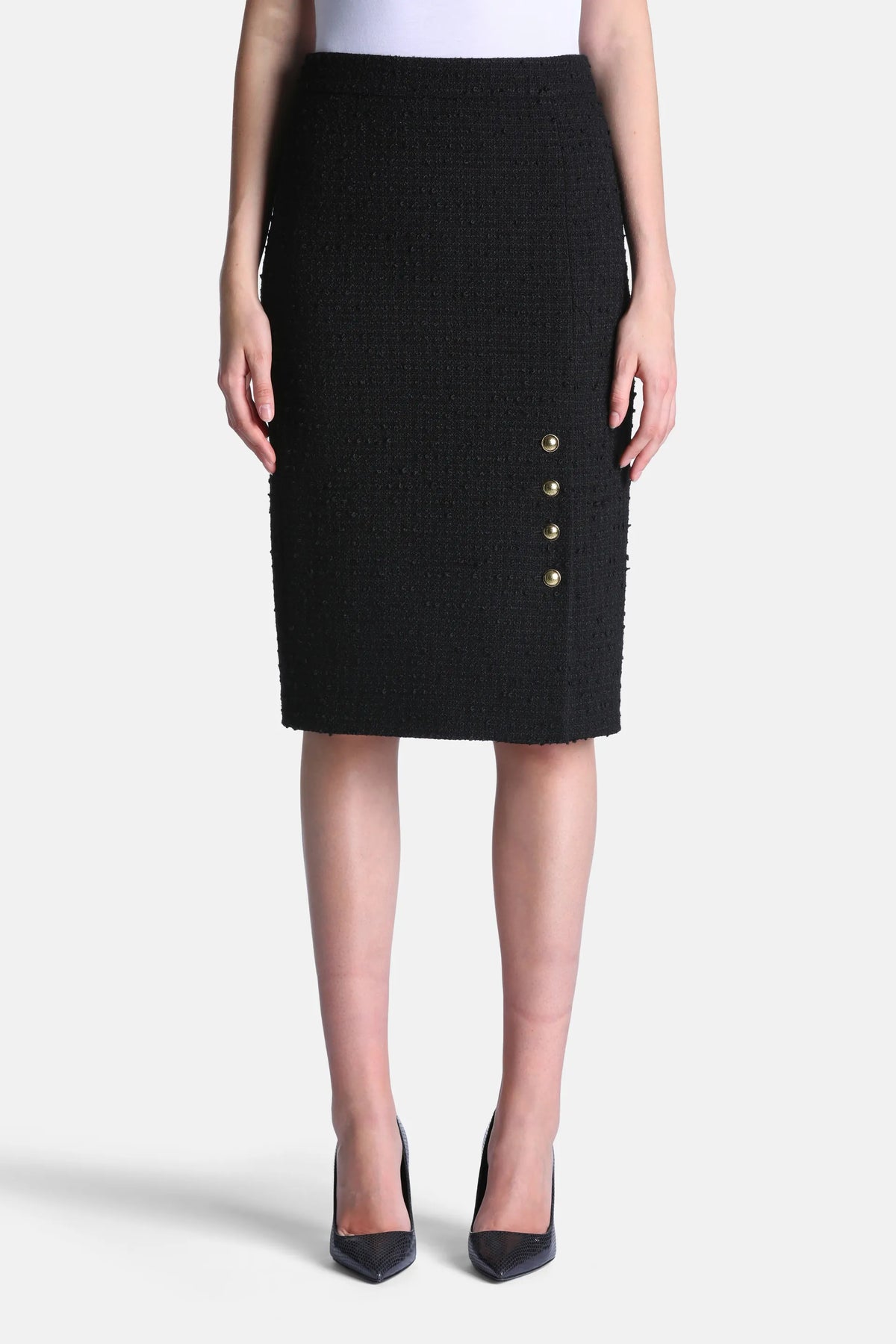 Luisa Spagnoli Nero Women Fioraliso BouclŽ Midi Skirt SKU: FIORALISO_0101 Image 01