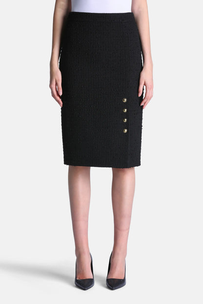 Luisa Spagnoli Nero Women Fioraliso BouclŽ Midi Skirt SKU: FIORALISO_0101 Image 01