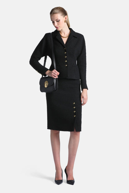 Luisa Spagnoli Nero Women Fioraliso BouclŽ Midi Skirt SKU: FIORALISO_0101 Image 04