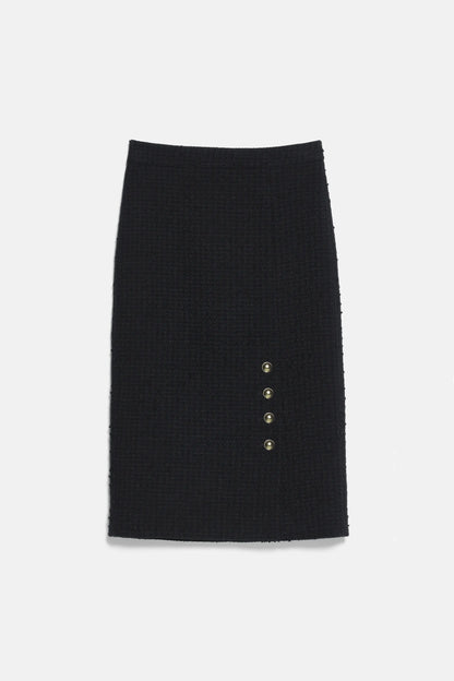 Luisa Spagnoli Nero Women Fioraliso BouclŽ Midi Skirt SKU: FIORALISO_0101 Image 05